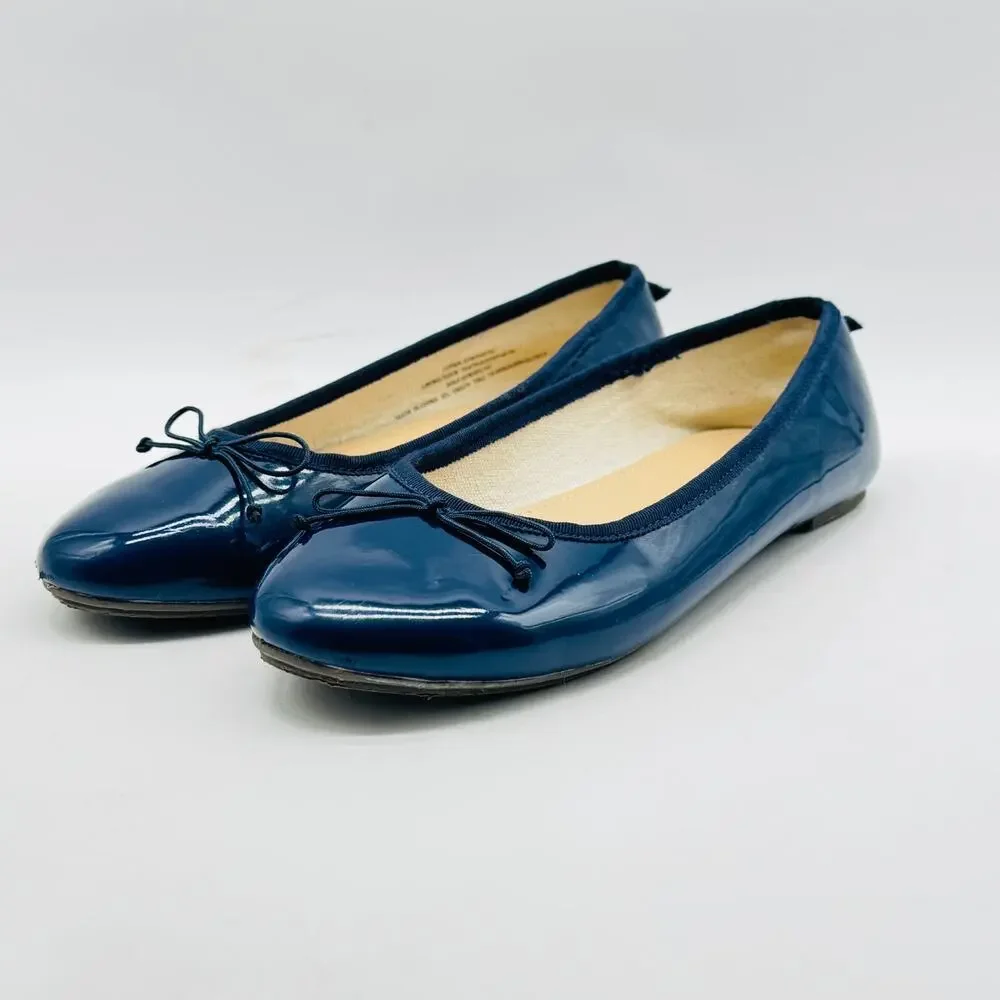 Crewcuts Shoes Girls 5Y Blue Patent Leather Ballet Flats Slip On Casual Dress